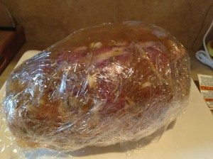 Wrap it up nice and tight, and put on a plate for storing