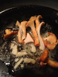Saute the Mushrooms and a little garlic, butter, and white wine.