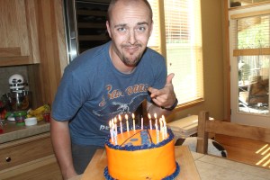 Ryan's birthday and we got him a Boise State cake even though he is a die hard Oregon State fan.