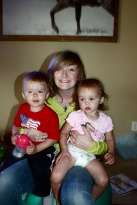 My Nephew's son Peyton, my oldest daughter Megan who is at Boise State and my youngest Mady