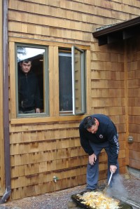 While Wayne is shoveling, look at the Kitchen Sink spectator drooling in the window.