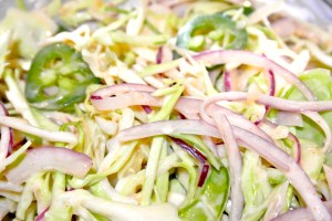 The slaw is ready to cover and chill.