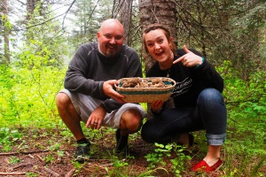 My daughter Megan and I in McCall, Idaho Morel Mushroom hunting