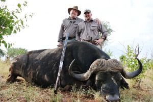 Dave and I with my first Cape Buff in Tanzania