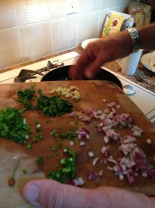 There is a lot of knive chopping going on in the kitchen.