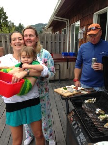 Take this photo for example.  Look at Trevor "Sharking" the oysters.  Circling the bbq....you could hear the jaws music in the back ground.