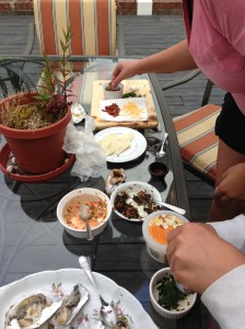 Oyster assembly line.