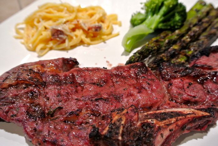 Irish Bison and fresh pasta is plated with veggies