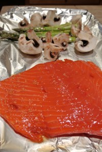 Brush the salmon with the marinade sauce.