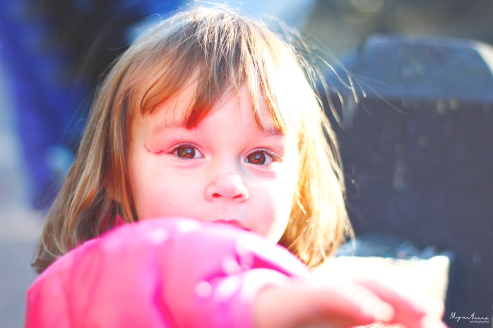 She hits her face on things, I trip on everything.