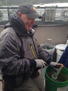 Ricky Choder is about ready to throw up overboard.