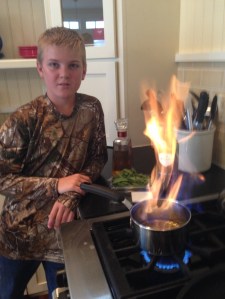 I might be in a little bit of trouble here.  Ben is using Tequilla and reducing it with Mint leaves.